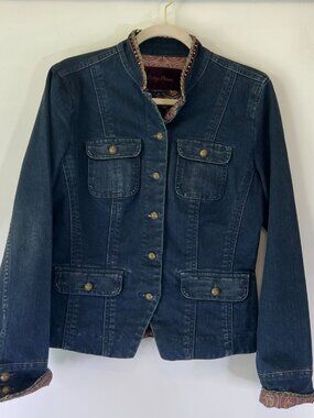 Indigo Palms Women’s Denim Jacket Medium Embellished Boho Western Indie Artsy